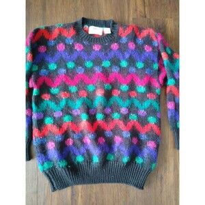 Vintage Le Moda Knitwear Womens Sweater 70s80s90s Geometric Wool Blend Retro SzM